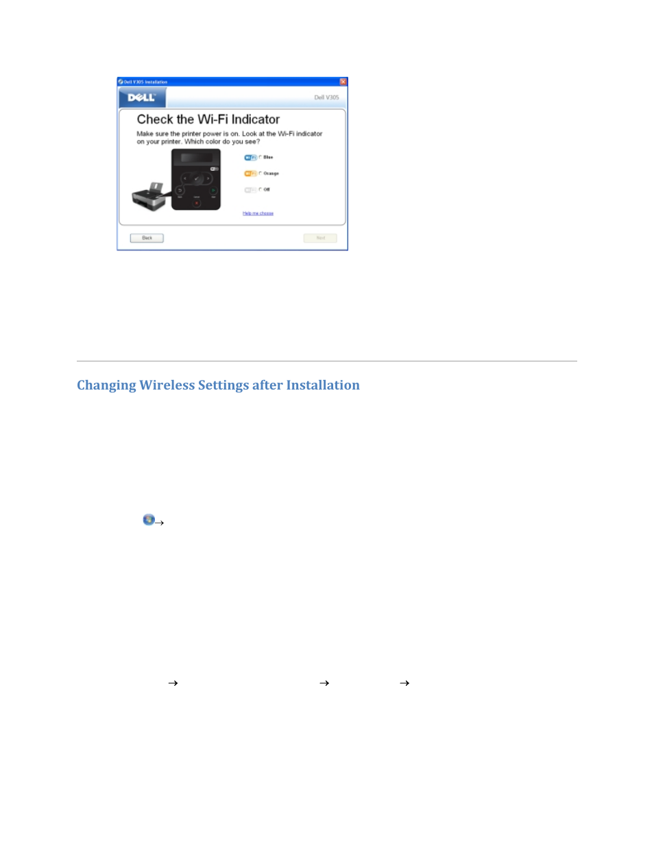Using windows vista, Changing wireless settings after installation | Dell V305w All In One Wireless Inkjet Printer User Manual | Page 84 / 133