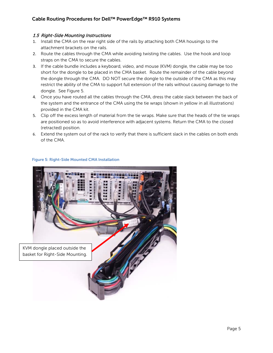 5 right-side mounting instructions, Right-side mounting instructions, Figure 5: right-side mounted cma installation | Dell PowerEdge Rack Enclosure 2420 User Manual | Page 7 / 9