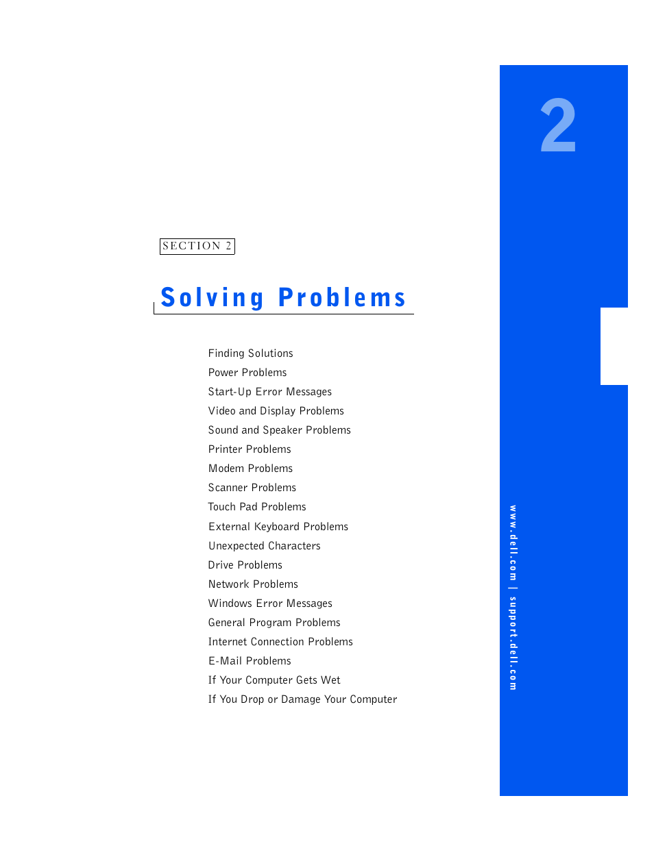 Solving problems, 2 solving problems | Dell Inspiron 5000e User Manual | Page 23 / 90