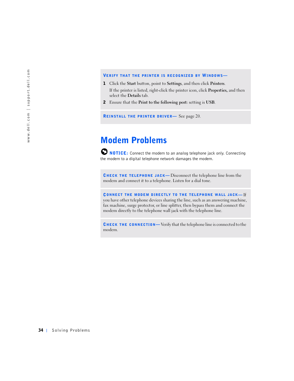 Modem problems | Dell Inspiron 5000e User Manual | Page 32 / 90