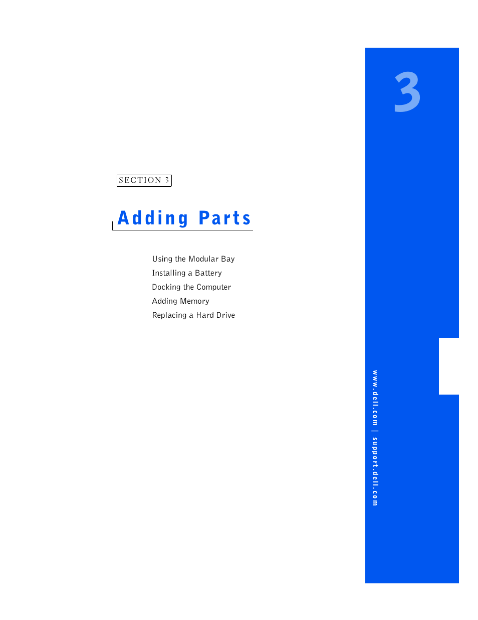 Adding parts, Adding pahts | Dell Inspiron 5000e User Manual | Page 49 / 90