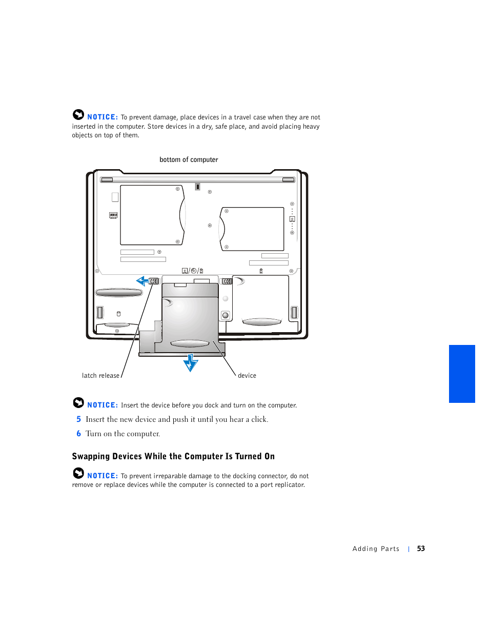 Swapping devices while the computer is turned on | Dell Inspiron 5000e User Manual | Page 51 / 90