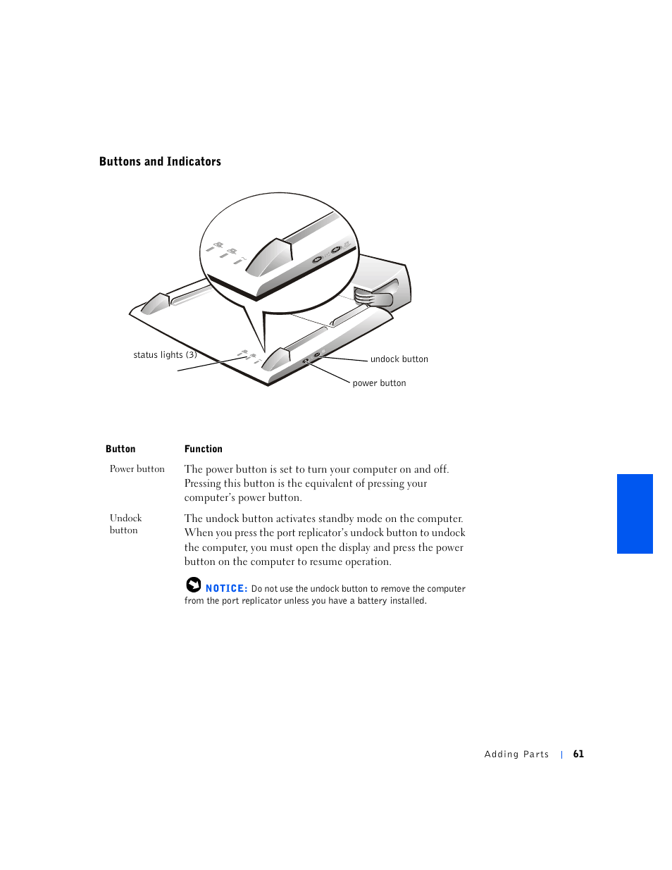 Buttons and indicators | Dell Inspiron 5000e User Manual | Page 59 / 90