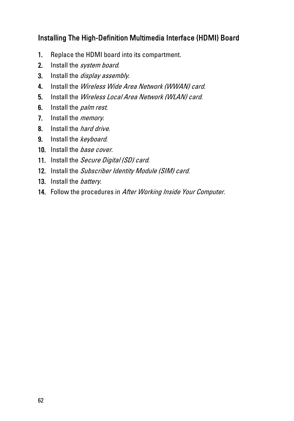 Dell Vostro V131 (Mid 2011) User Manual | Page 62 / 90