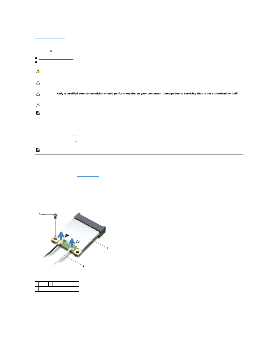 Wireless mini-card(s), Removing the mini-card(s) | Dell Alienware M11x R3 (Early 2011) User Manual | Page 32 / 42
