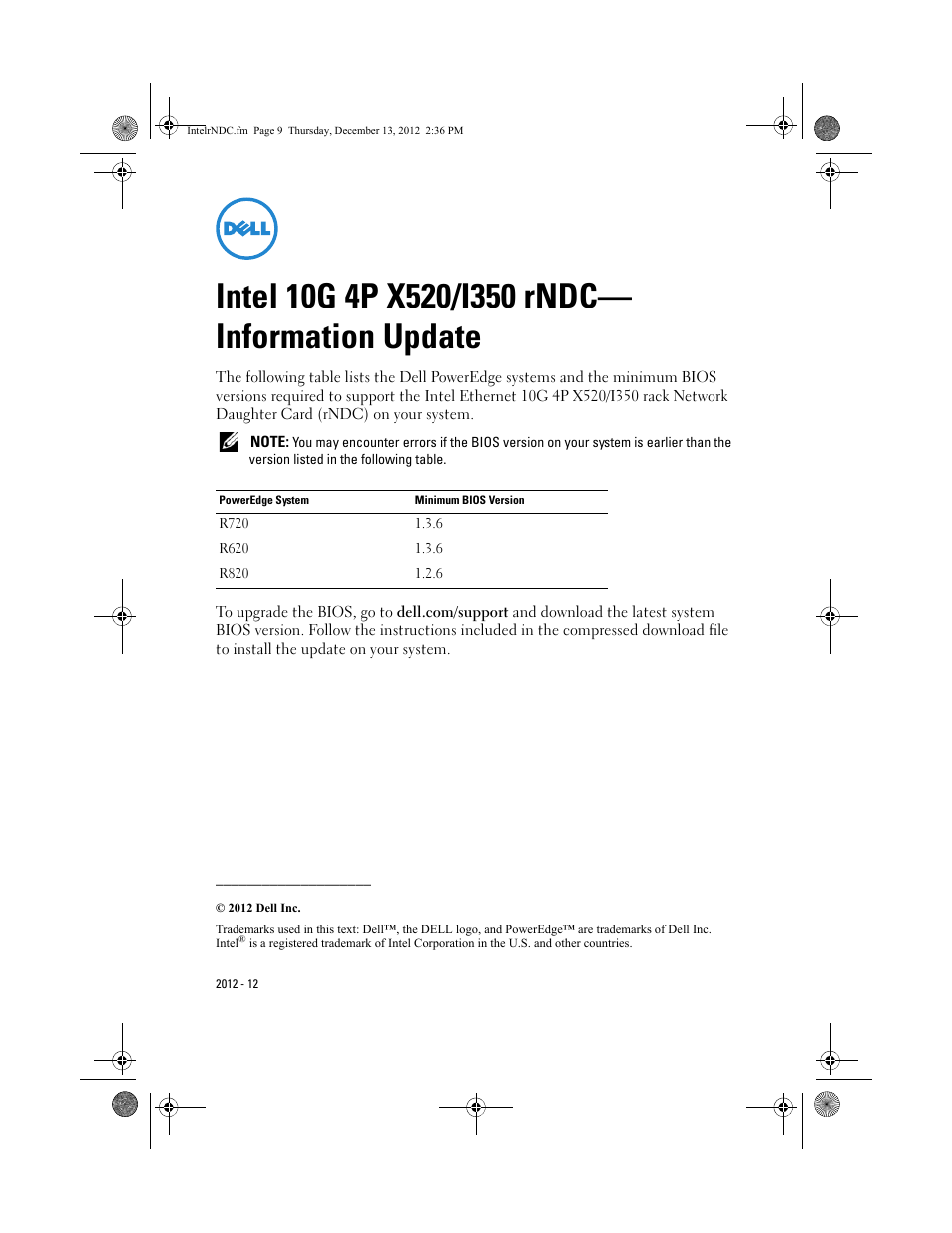 Dell POWEREDGE R720 User Manual | 1 page