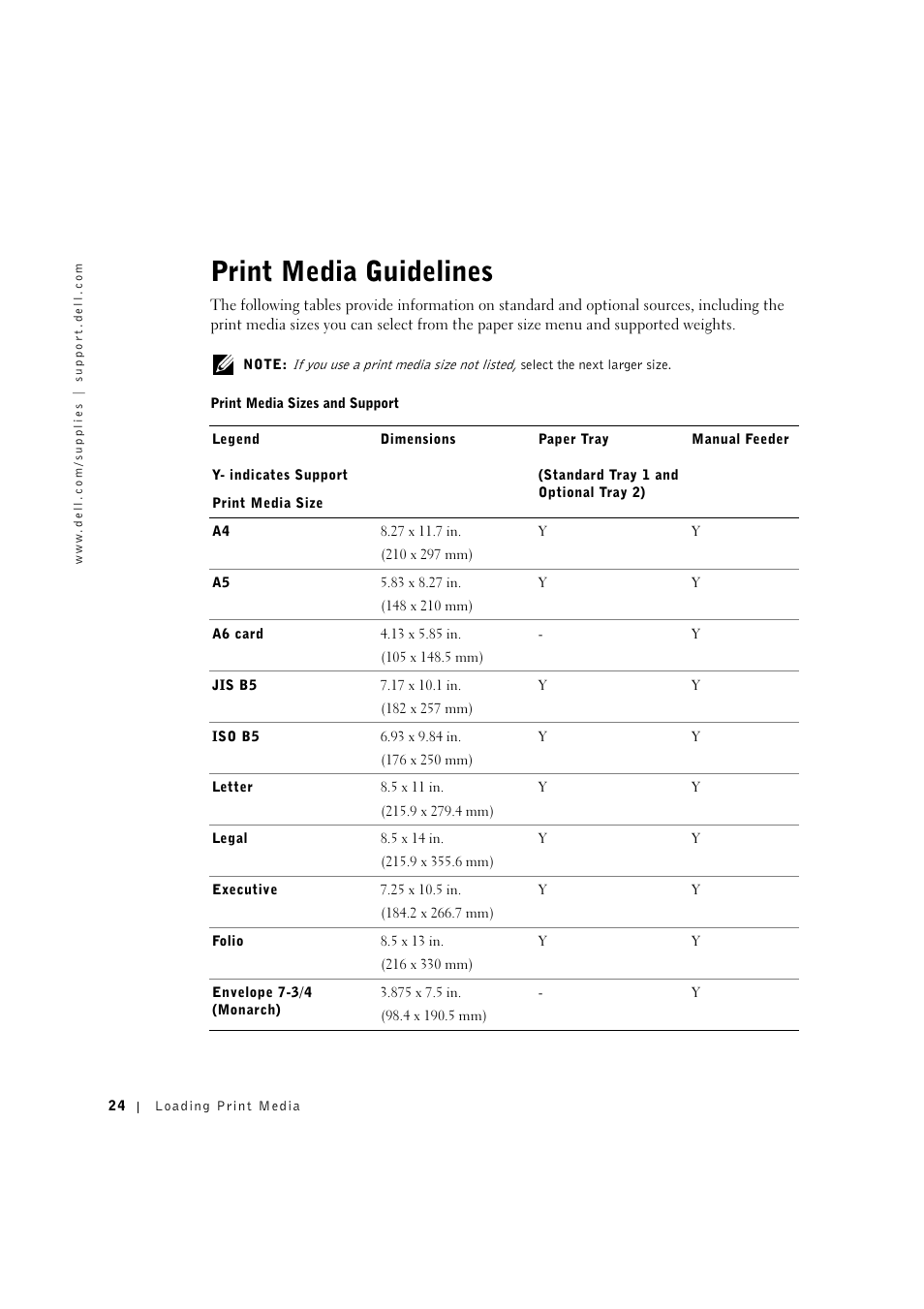 Print media guidelines | Dell 1600n Multifunction Mono Laser Printer User Manual | Page 34 / 134