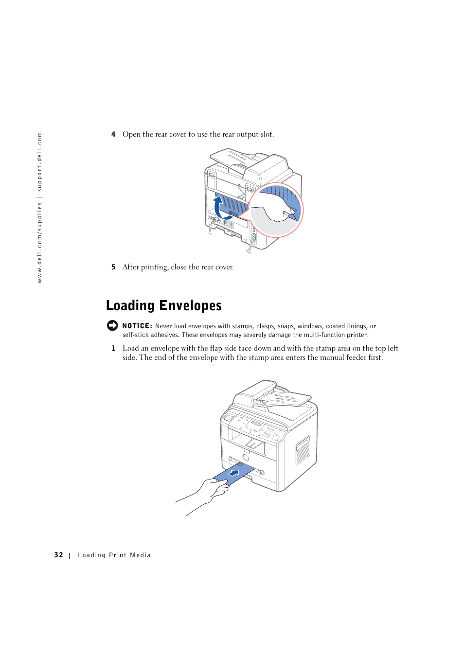 Loading envelopes | Dell 1600n Multifunction Mono Laser Printer User Manual | Page 42 / 134