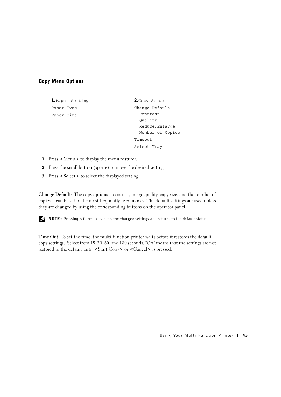 Copy menu options | Dell 1600n Multifunction Mono Laser Printer User Manual | Page 53 / 134