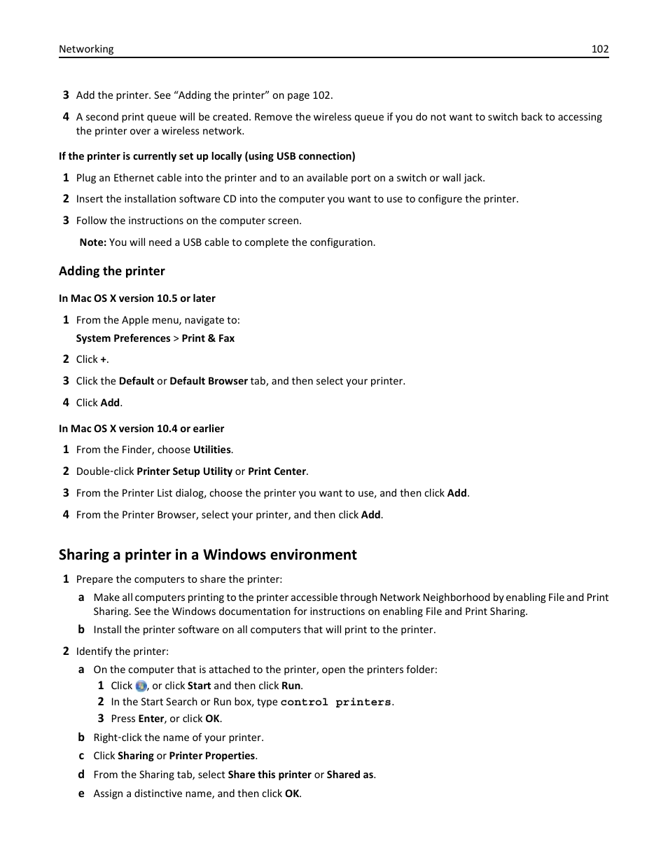 Sharing a printer in a windows environment | Dell V525w All In One Wireless Inkjet Printer User Manual | Page 102 / 177