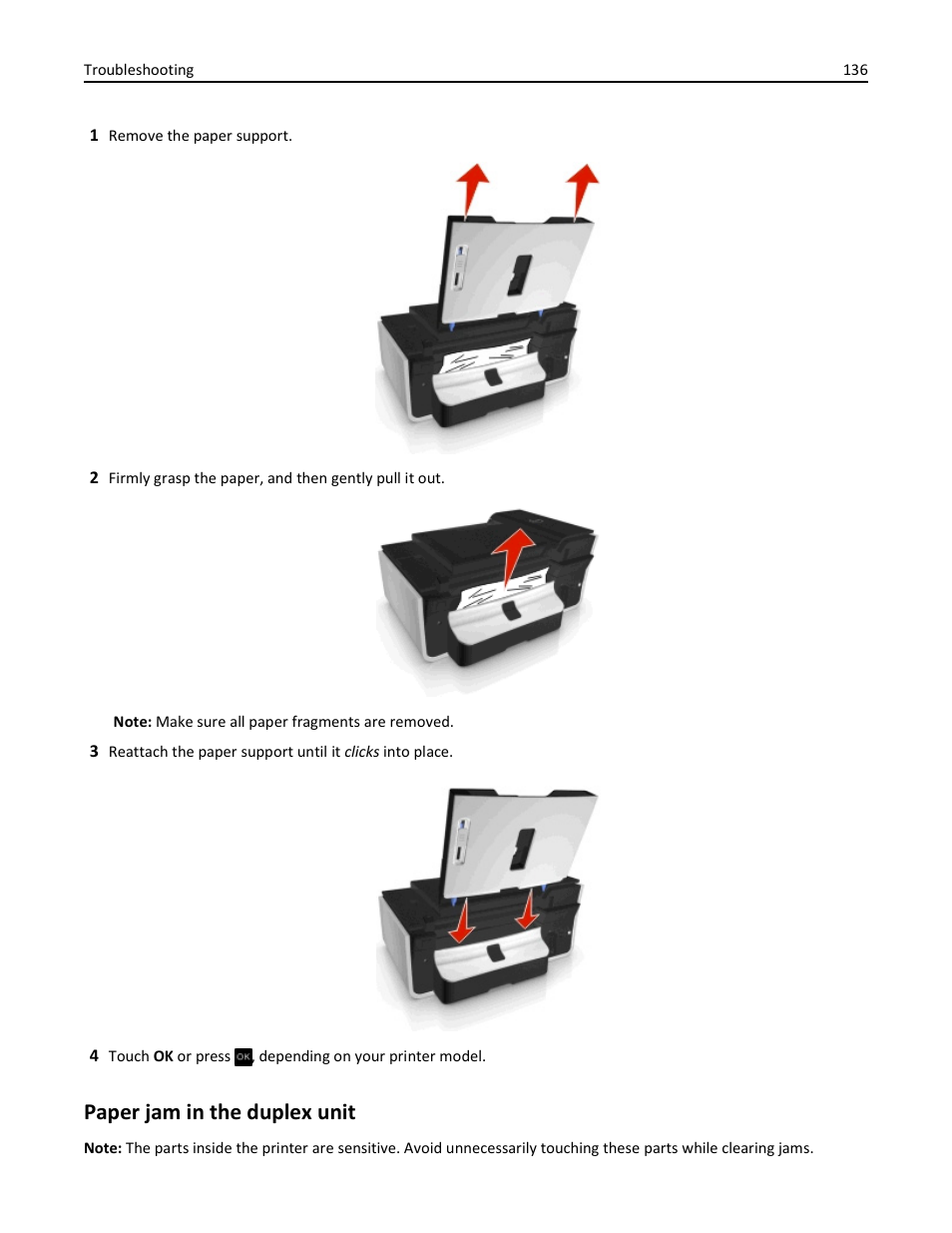 Paper jam in the duplex unit | Dell V525w All In One Wireless Inkjet Printer User Manual | Page 136 / 177