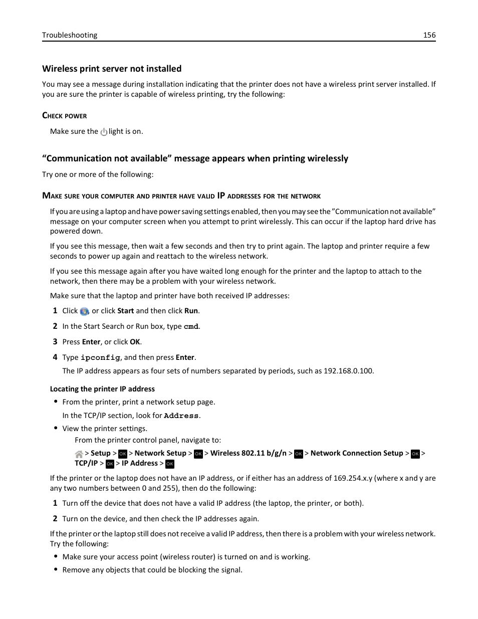 Wireless print server not installed | Dell V525w All In One Wireless Inkjet Printer User Manual | Page 156 / 177