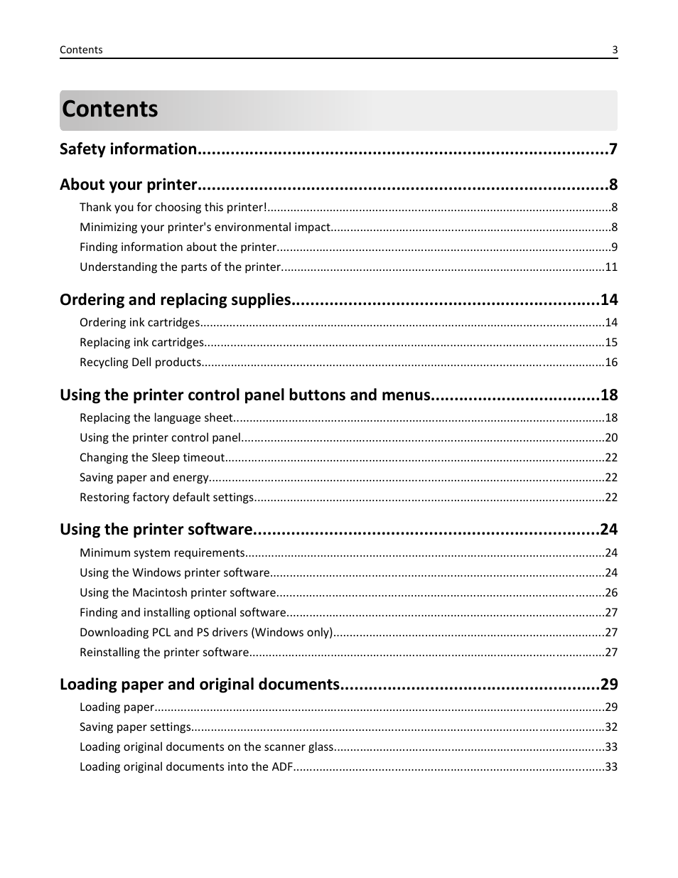 Dell V525w All In One Wireless Inkjet Printer User Manual | Page 3 / 177