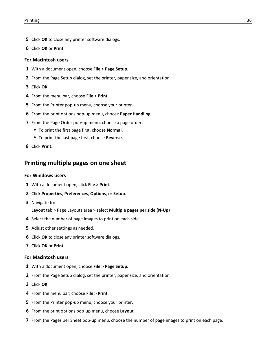 Printing multiple pages on one sheet | Dell V525w All In One Wireless Inkjet Printer User Manual | Page 36 / 177