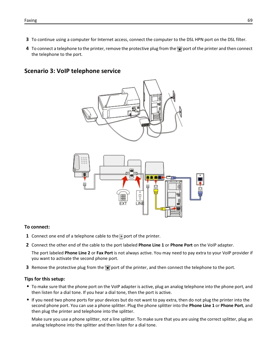 Scenario 3: voip telephone service | Dell V525w All In One Wireless Inkjet Printer User Manual | Page 69 / 177