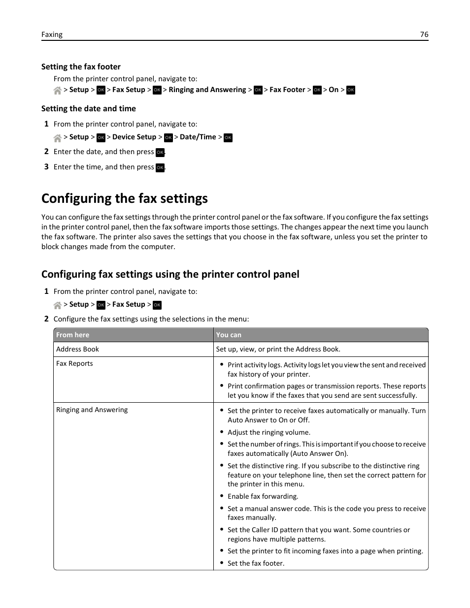 Configuring the fax settings | Dell V525w All In One Wireless Inkjet Printer User Manual | Page 76 / 177