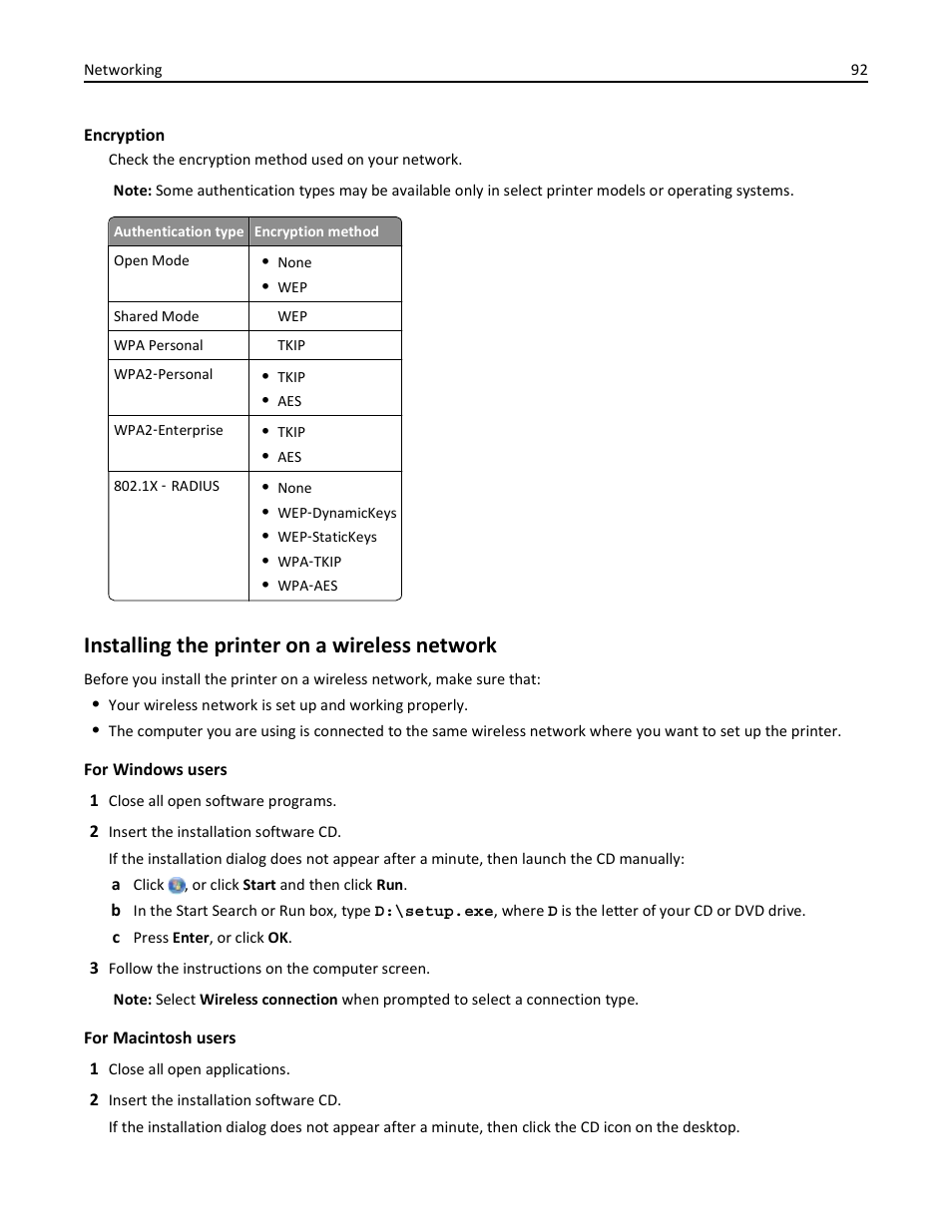 Installing the printer on a wireless network | Dell V525w All In One Wireless Inkjet Printer User Manual | Page 92 / 177