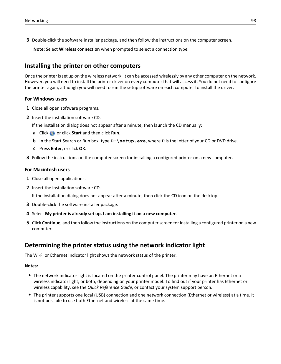 Installing the printer on other computers | Dell V525w All In One Wireless Inkjet Printer User Manual | Page 93 / 177