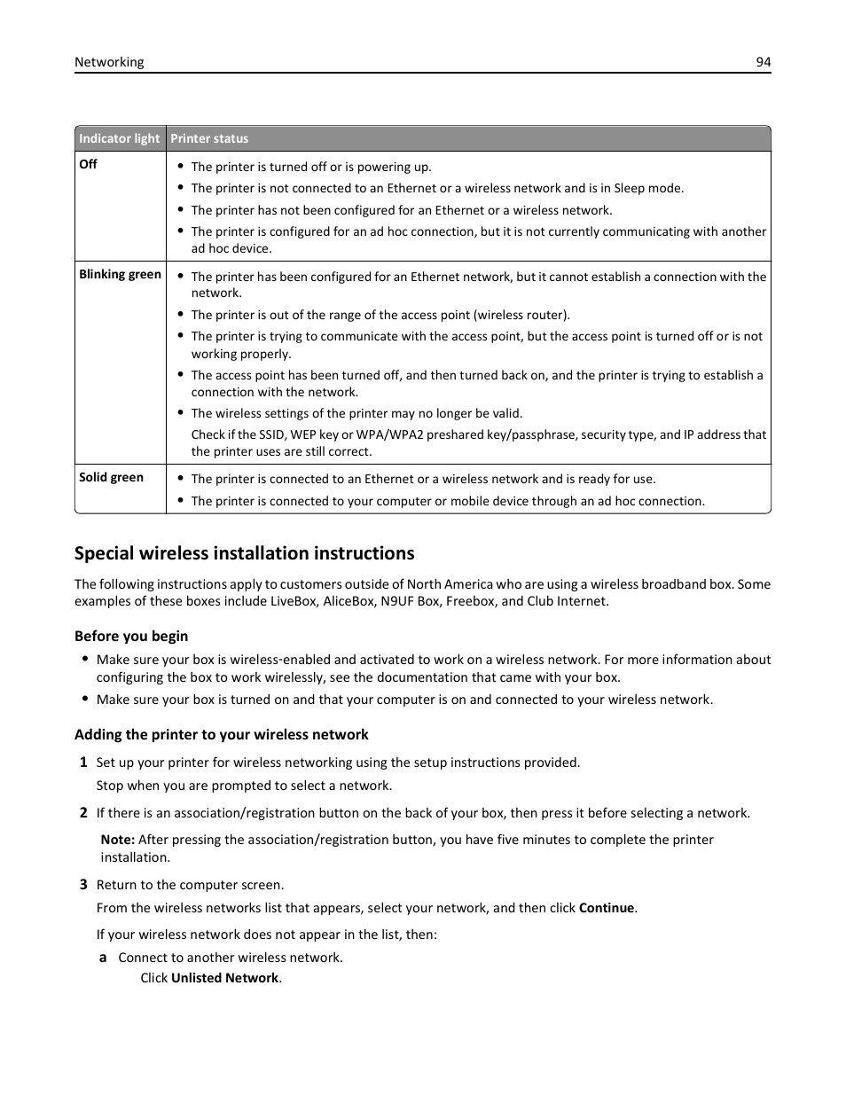 Special wireless installation instructions | Dell V525w All In One Wireless Inkjet Printer User Manual | Page 94 / 177