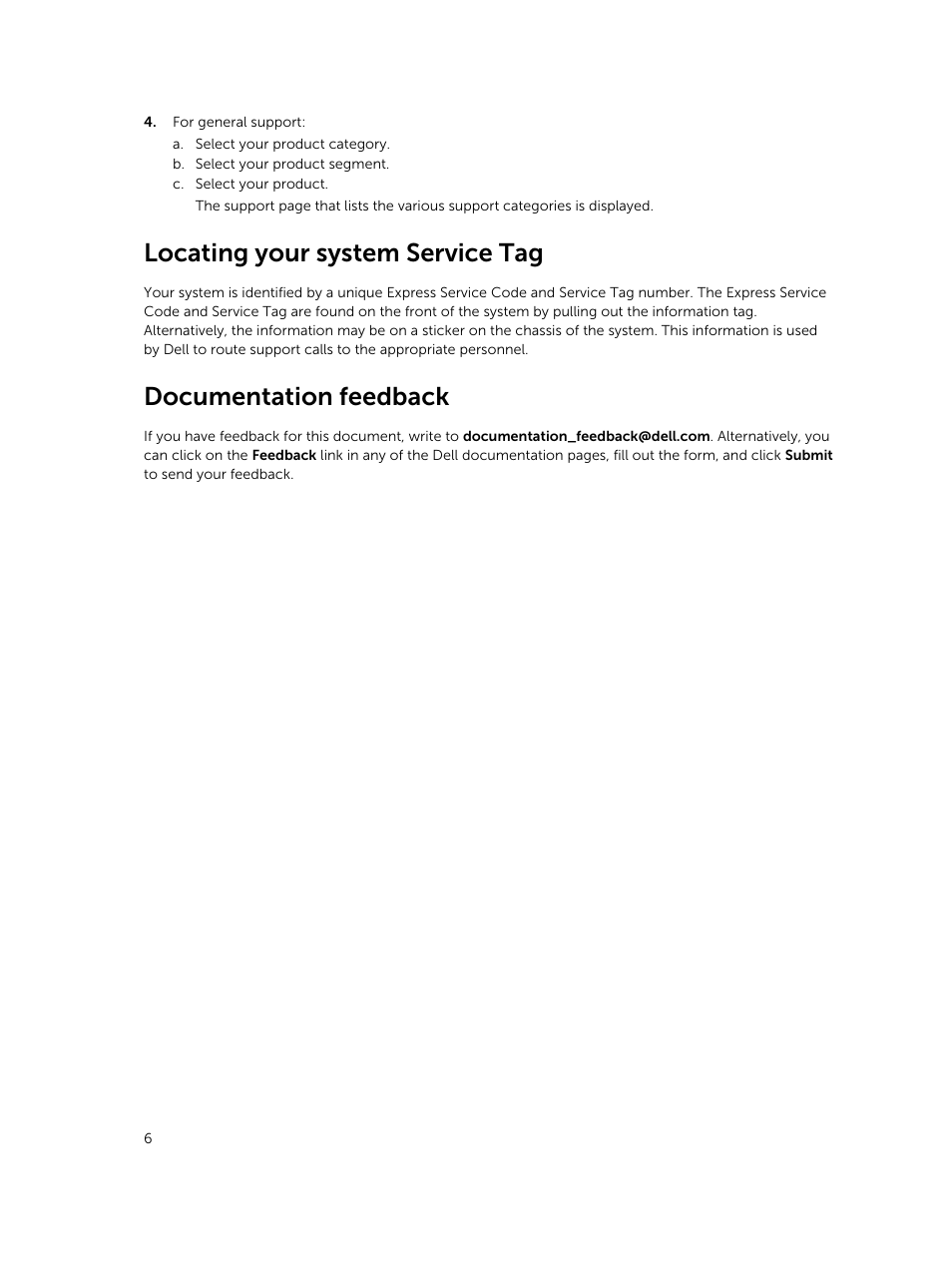 Locating your system service tag, Documentation feedback | Dell PowerVault MD3860f User Manual | Page 6 / 6