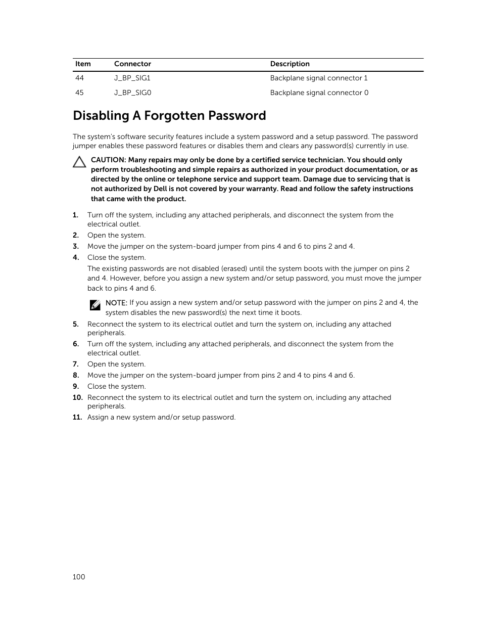 Disabling a forgotten password | Dell PowerVault DR6000 User Manual | Page 100 / 124