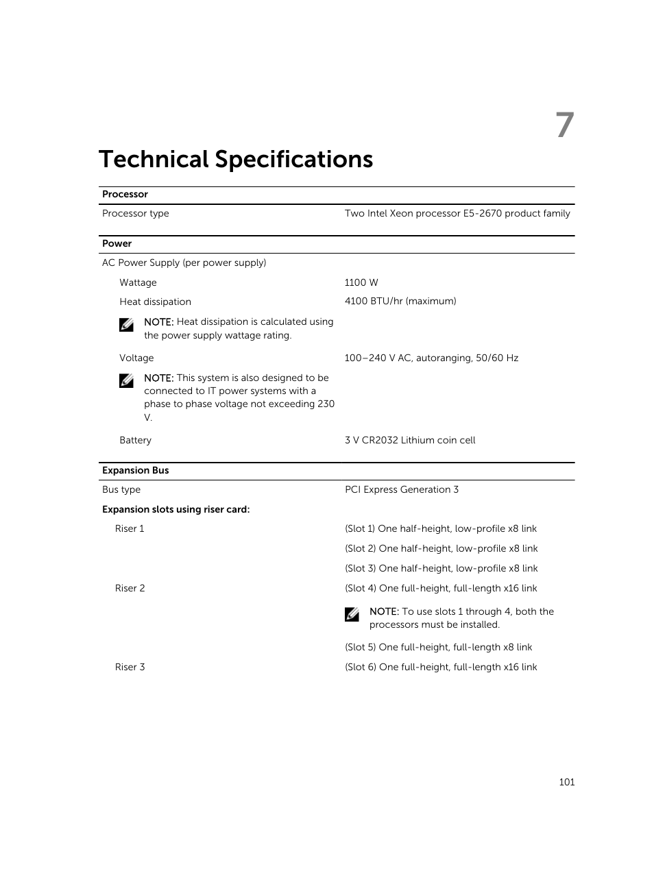 Technical specifications, 7 technical specifications | Dell PowerVault DR6000 User Manual | Page 101 / 124
