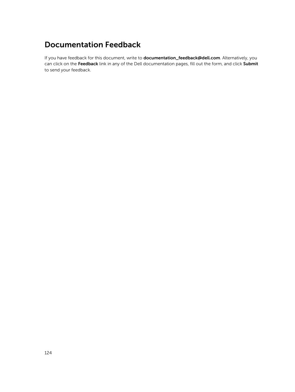 Documentation feedback | Dell PowerVault DR6000 User Manual | Page 124 / 124