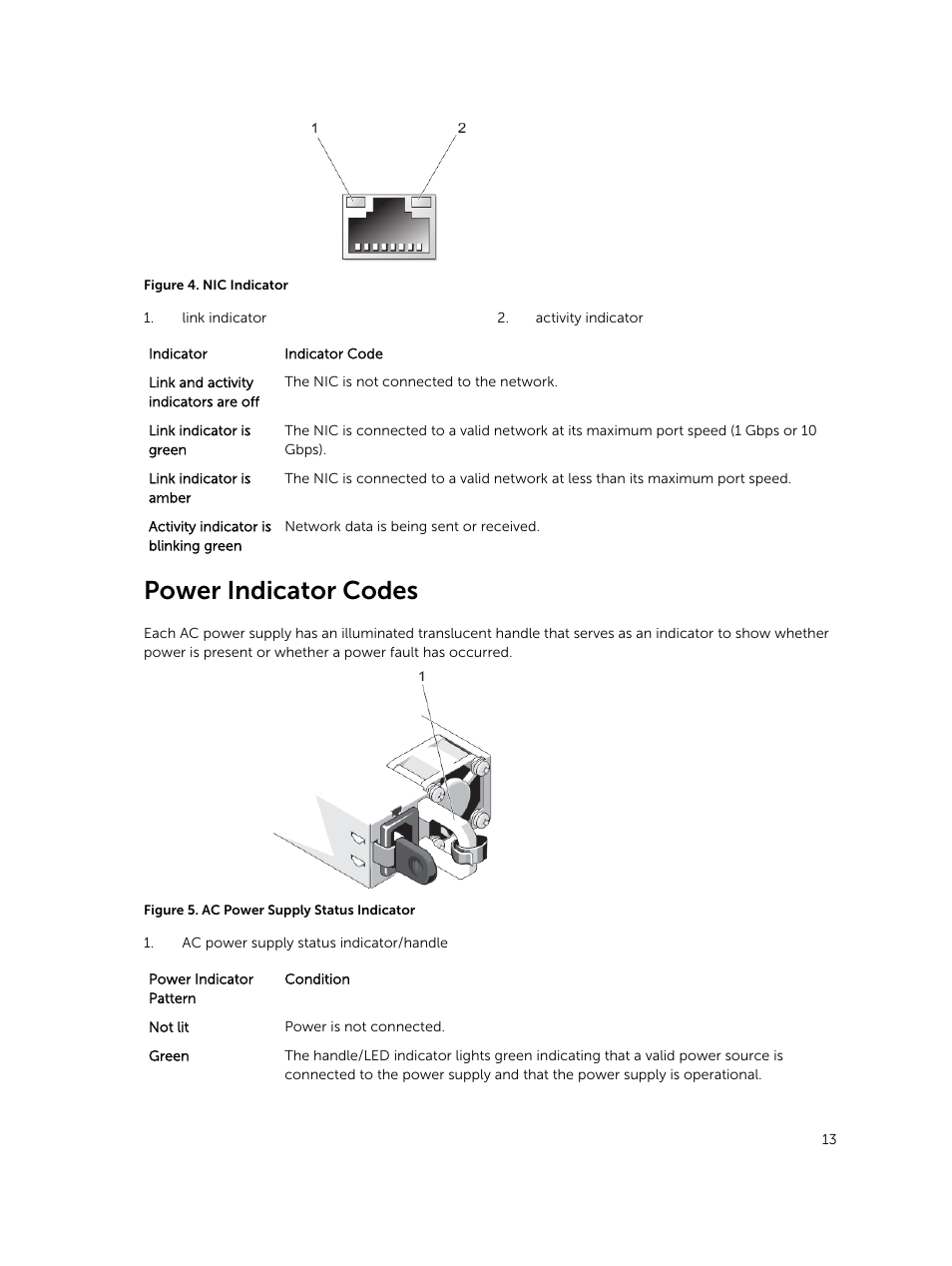 Power indicator codes | Dell PowerVault DR6000 User Manual | Page 13 / 124