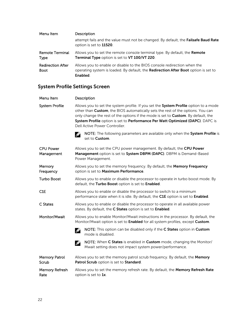 System profile settings screen | Dell PowerVault DR6000 User Manual | Page 22 / 124