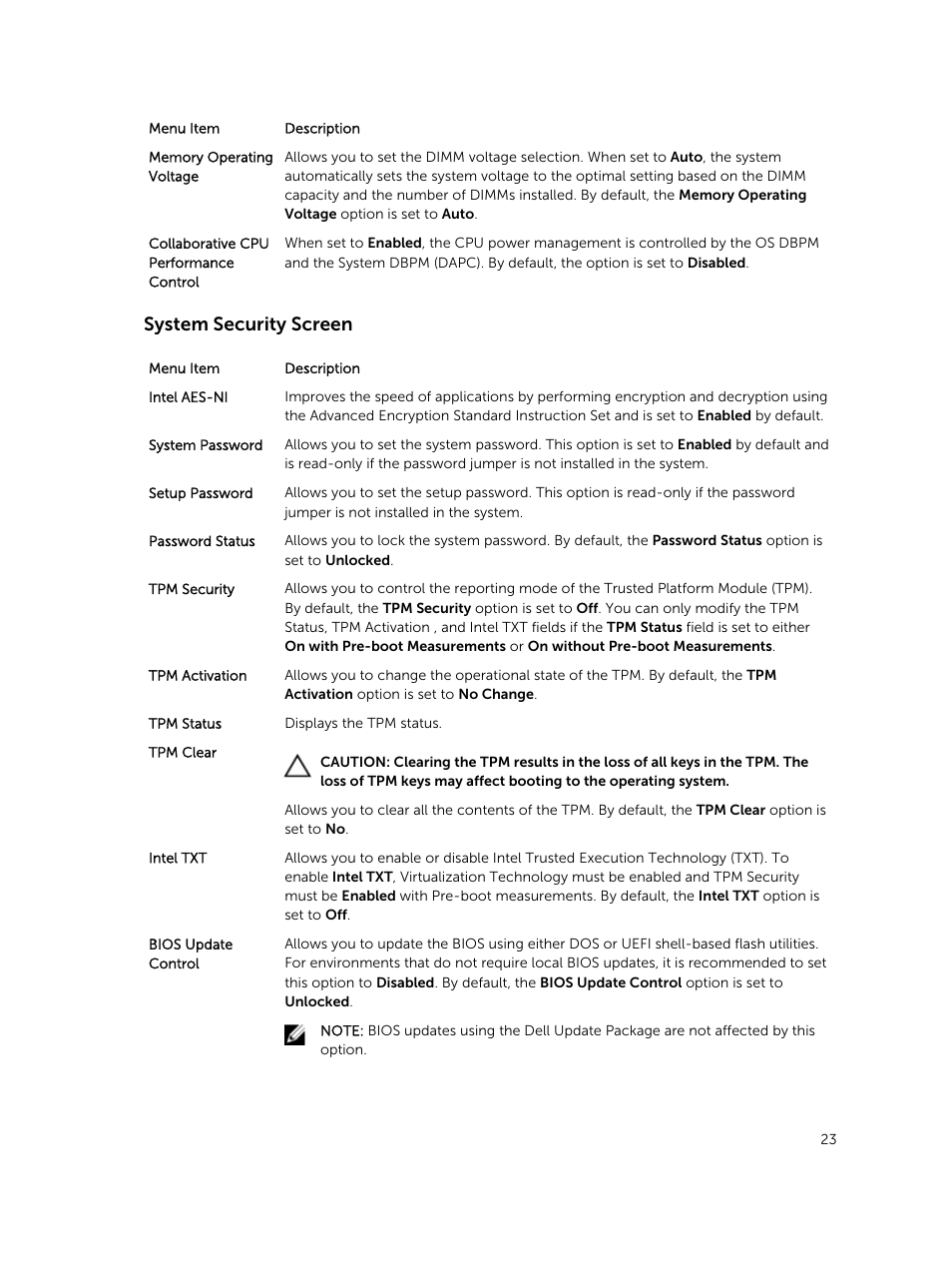 System security screen | Dell PowerVault DR6000 User Manual | Page 23 / 124