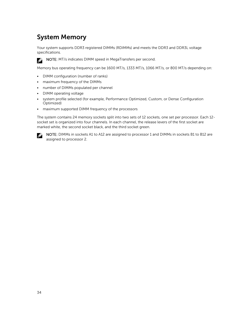 System memory | Dell PowerVault DR6000 User Manual | Page 34 / 124
