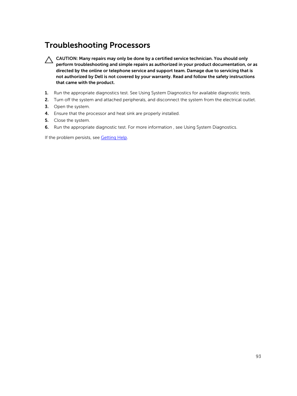 Troubleshooting processors | Dell PowerVault DR6000 User Manual | Page 93 / 124