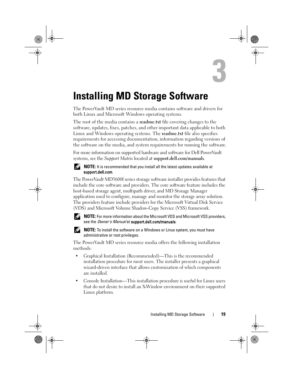 Installing md storage software | Dell POWERVAULT MD3620F User Manual | Page 19 / 38