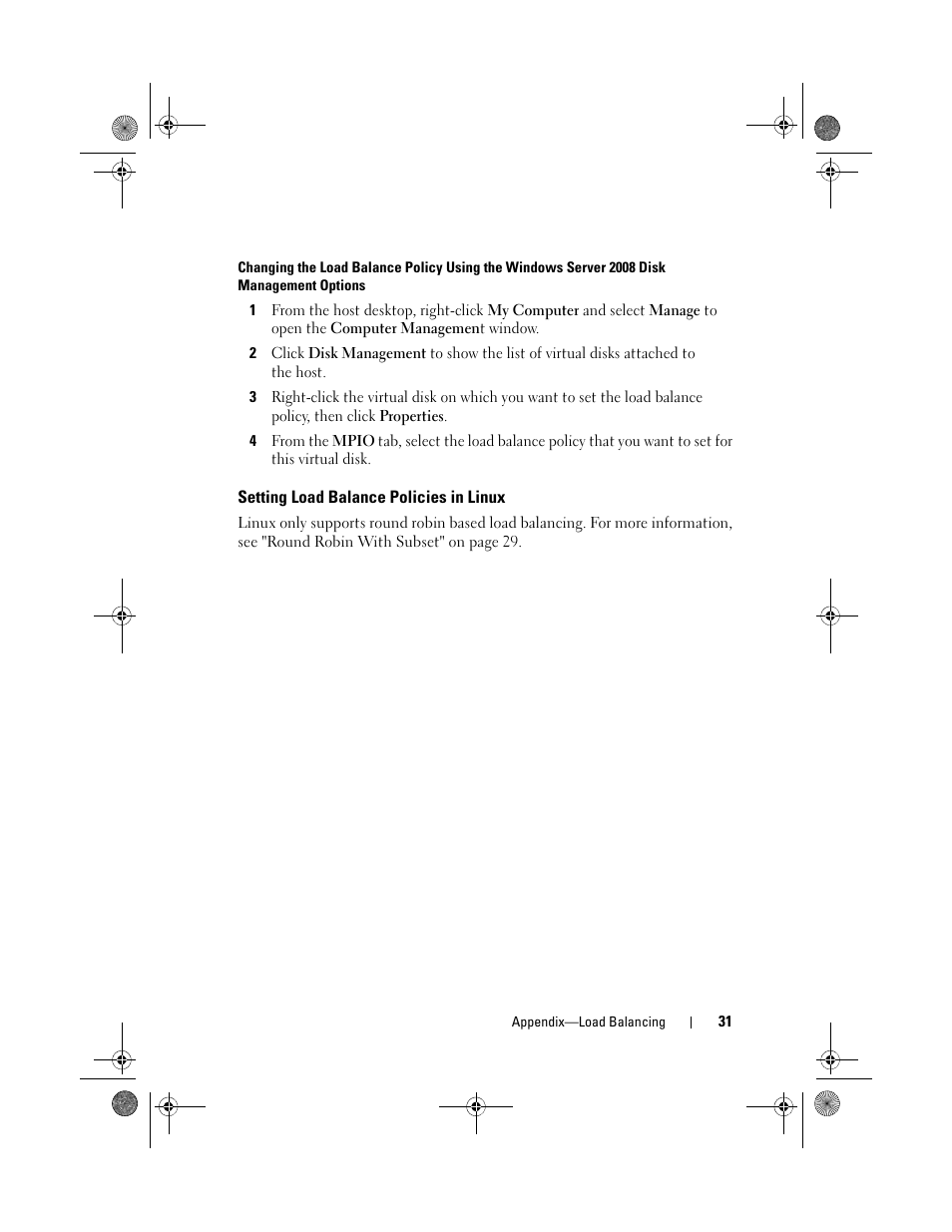 Setting load balance policies in linux | Dell POWERVAULT MD3620F User Manual | Page 31 / 38