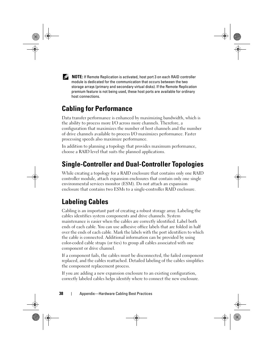 Cabling for performance, Single-controller and dual-controller topologies, Labeling cables | Dell POWERVAULT MD3620F User Manual | Page 38 / 38