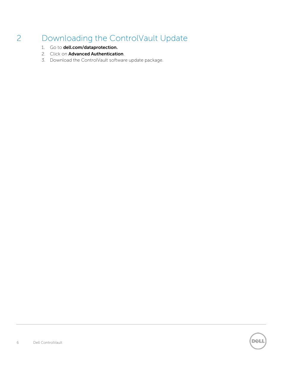 Downloading the controlvault software update, 2downloading the controlvault update | Dell Latitude E6530 (Mid 2012) User Manual | Page 6 / 8