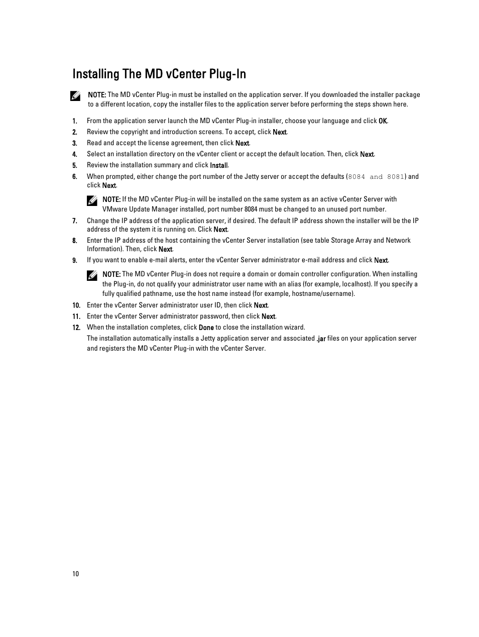 Installing the md vcenter plug-in | Dell POWERVAULT MD3620I User Manual | Page 10 / 75