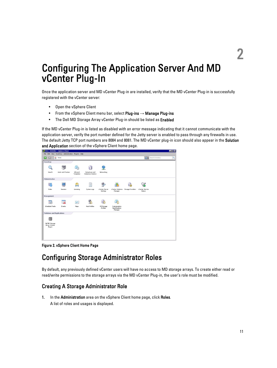 Configuring storage administrator roles, Creating a storage administrator role | Dell POWERVAULT MD3620I User Manual | Page 11 / 75