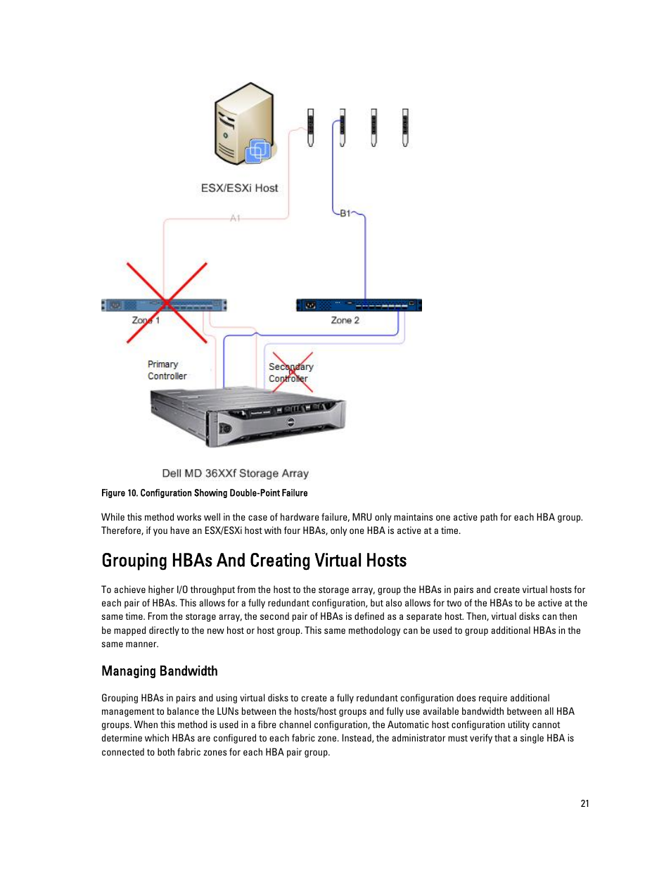 Grouping hbas and creating virtual hosts, Managing bandwidth | Dell POWERVAULT MD3620I User Manual | Page 21 / 75