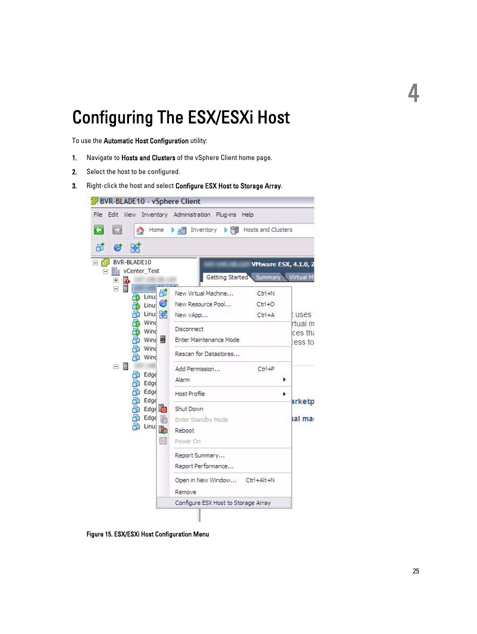 Configuring the esx/esxi host, 4 configuring the esx/esxi host | Dell POWERVAULT MD3620I User Manual | Page 25 / 75