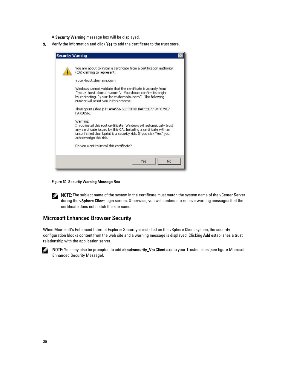 Microsoft enhanced browser security | Dell POWERVAULT MD3620I User Manual | Page 36 / 75