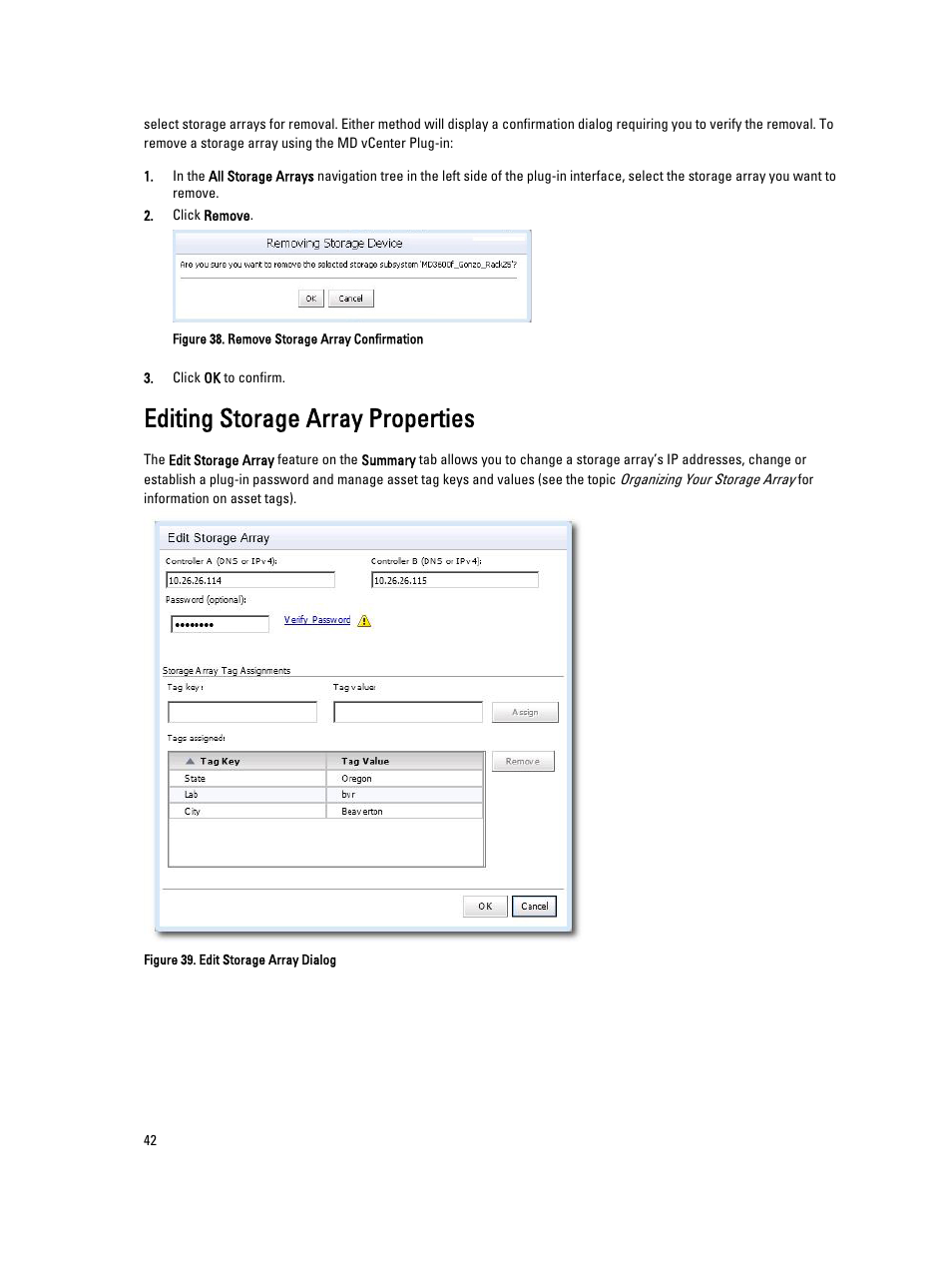 Editing storage array properties | Dell POWERVAULT MD3620I User Manual | Page 42 / 75