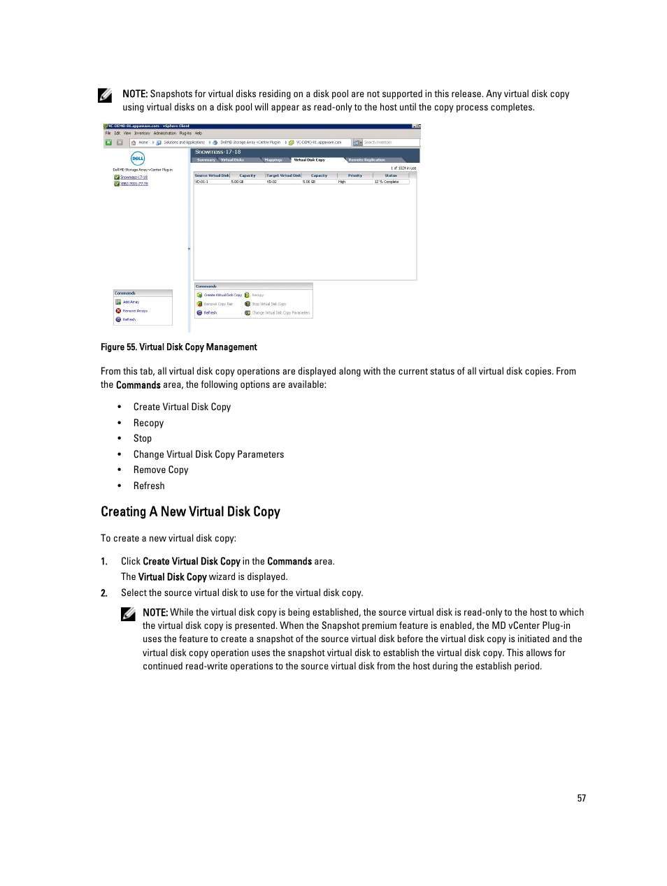 Creating a new virtual disk copy | Dell POWERVAULT MD3620I User Manual | Page 57 / 75