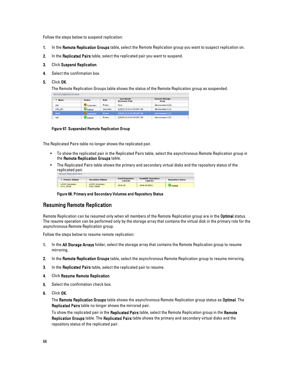Resuming remote replication | Dell POWERVAULT MD3620I User Manual | Page 66 / 75