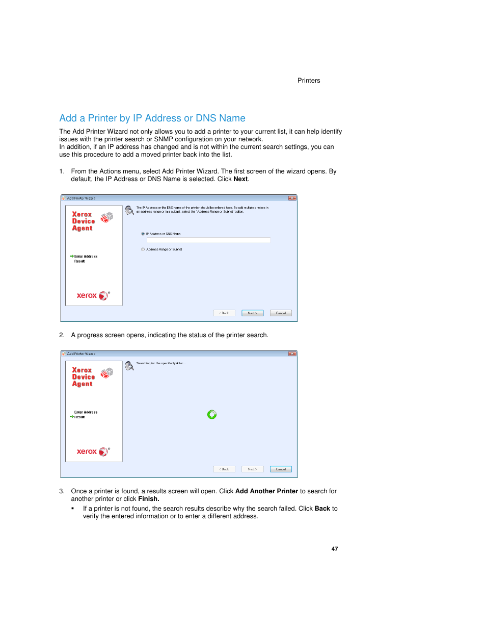 Add a printer by ip address or dns name | Dell Toner  Monitoring Services User Manual | Page 51 / 92