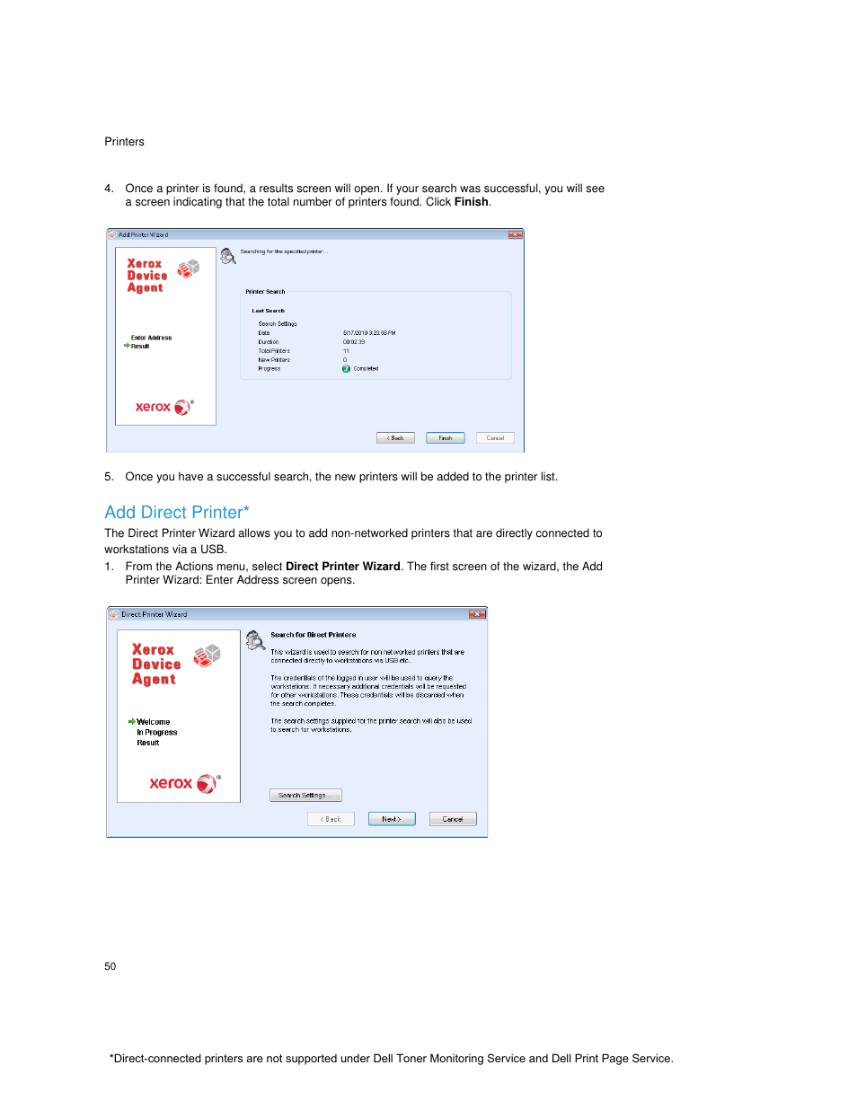 Add direct printer | Dell Toner  Monitoring Services User Manual | Page 54 / 92