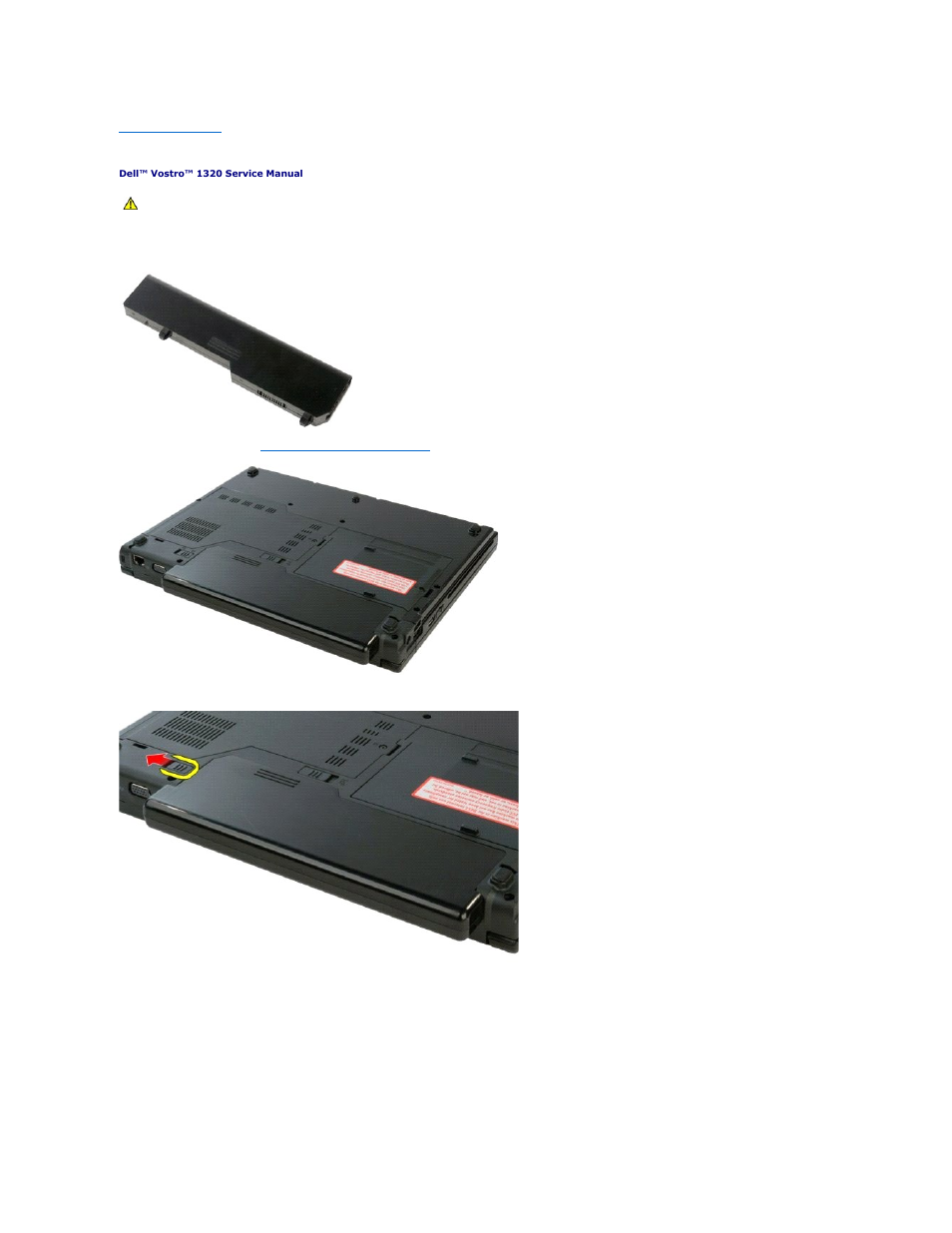 Battery, Removing the battery | Dell Vostro 1320 (Early 2009) User Manual | Page 11 / 70