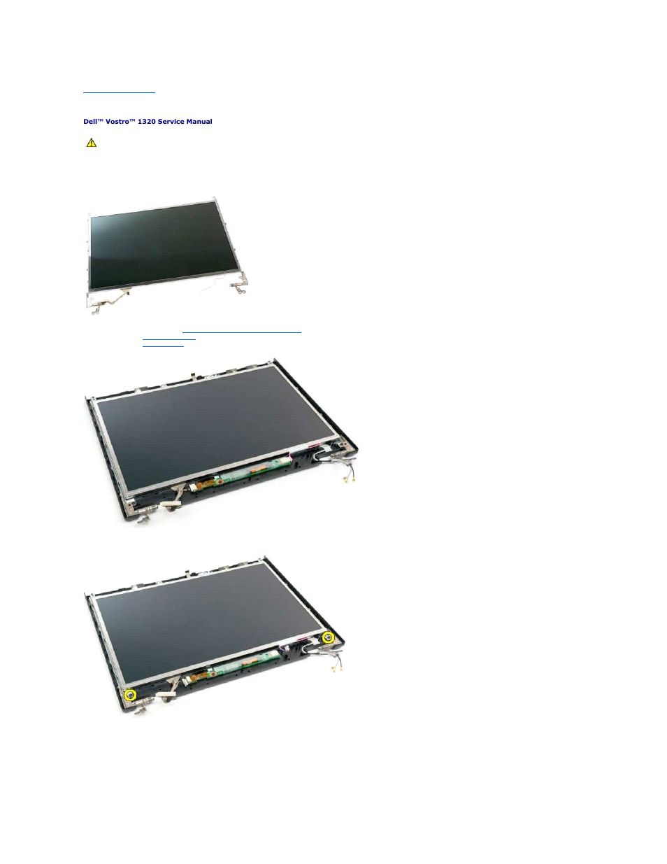 Lcd display panel, Removing the lcd display panel | Dell Vostro 1320 (Early 2009) User Manual | Page 25 / 70