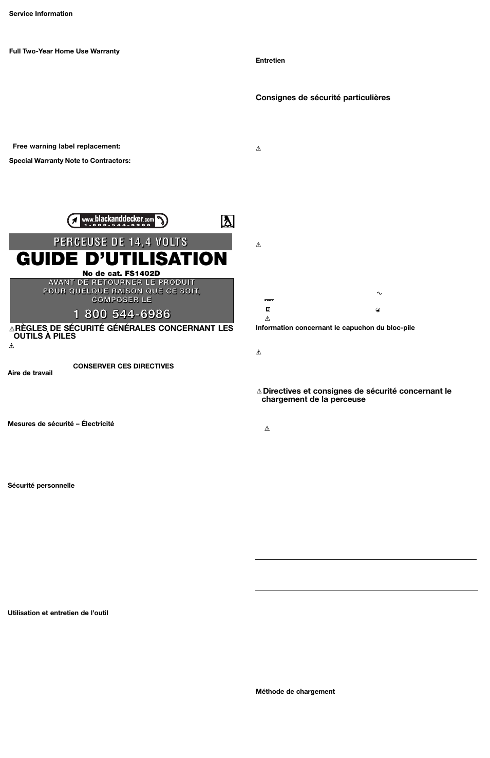 Guide d’utilisation | Black & Decker Fire Storm FS1402D User Manual | Page 3 / 6