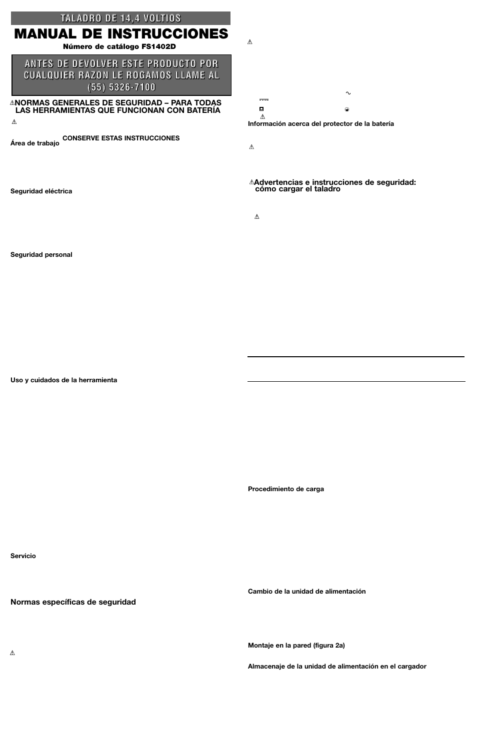 Manual de instrucciones | Black & Decker Fire Storm FS1402D User Manual | Page 5 / 6